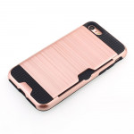 Wholesale iPhone 8 Plus / 7 Plus Credit Card Slot Armor Hybrid Case (Black)